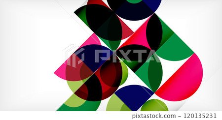 Minimal geometric abstract background. Circle square and triangle design. Trendy techno business template for wallpaper, banner, background or landing 120135231