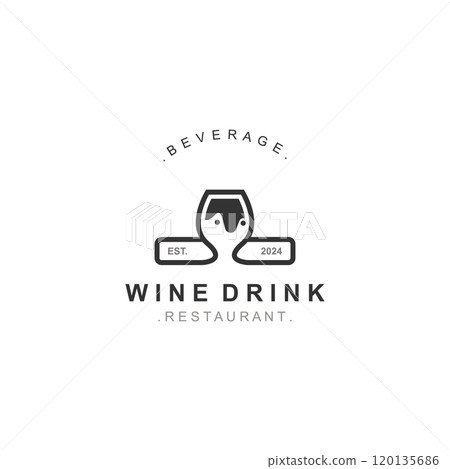 Wine drink Vintage logo label with glass or beer premium, bars, clubs, cafes, companies template Wine drink Vintage logo label with glass or beer premium, bars, clubs, cafes, companies template 120135686