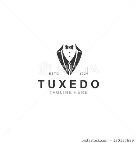Tuxedo Suit Gentleman logo Fashion Tailor Clothes Vintage Classic design  template 120135689