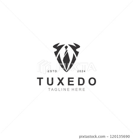 Tuxedo Suit Gentleman logo Fashion Tailor Clothes Vintage Classic design  template 120135690
