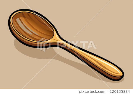 Wooden spoon. Cartoon food utensil, spatula kitchenware equipment. Kitchen cooking wood ladle 120135884