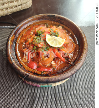 Moroccan Tajine Meat Stew, Traditional Morocco Tagine, Arabic Marqa, Moroccan Lamb Tagine Food Dish 120136030