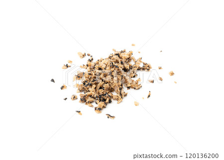 Chopped Truffle Chopped Parts Isolated, Tuber Melanosporum Mushroom Pieces, Black Truffle Cuts Chopped Truffle Chopped Parts Isolated, Tuber Melanosporum Mushroom Pieces, Black Truffle Cuts 120136200