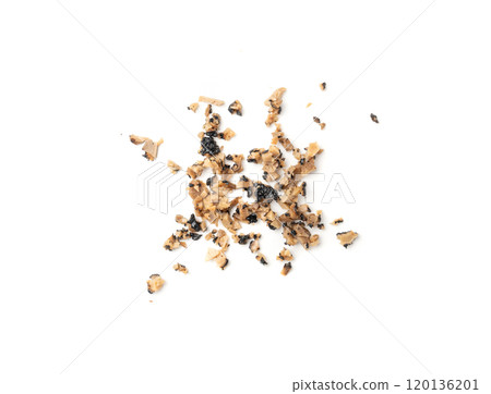 Chopped Truffle Chopped Parts Isolated, Tuber Melanosporum Mushroom Pieces, Black Truffle Cuts 120136201