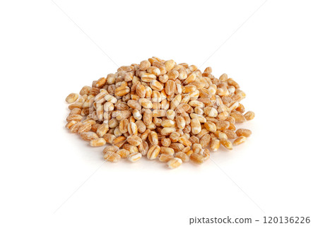 Wheat Grains, Barley Pile, Dry Cereal Seeds, Wheat Grains Heap on White 120136226
