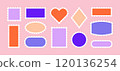 Postal Stamp Vector Colorful Frames Set. Postage Shapes Border. Vintage Blank Postmark Template is Different Forms Rhomb, Rectangle, Oval, Circle, Heart For Letter, Post Card, Web Design. 120136254