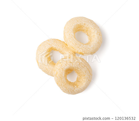 Cereal Rings Isolated, Breakfast Rice Loops, Corn Cereals Snack 120136532