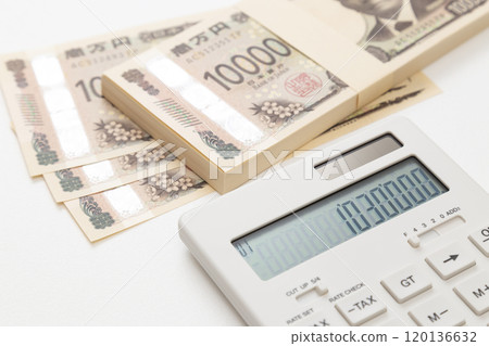 1,030,000 yen and calculator on white background 120136632