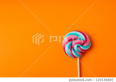 Color lollipop, spiral candy on stick, colorful striped lollypop, round fruit caramel, circle lollipop Color lollipop, spiral candy on stick, colorful striped lollypop, round fruit caramel, circle lollipop 120136805