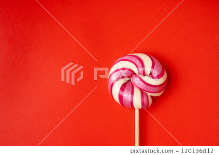 Color lollipop, spiral candy on stick, colorful striped lollypop, round fruit caramel, circle lollipop Color lollipop, spiral candy on stick, colorful striped lollypop, round fruit caramel, circle lollipop 120136812