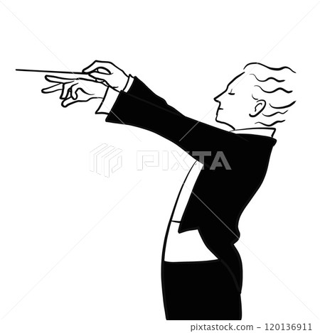 Black and white simple illustration of a conductor Black and white simple illustration of a conductor 120136911