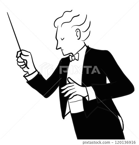 Black and white simple illustration of a conductor 120136916