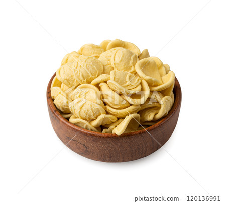 Raw Orecchiette Pasta, Homemade Dry Macaroni, Italian Recchietedde 120136991