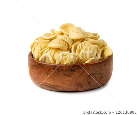 Raw Orecchiette Pasta, Homemade Dry Macaroni, Italian Recchietedde Raw Orecchiette Pasta, Homemade Dry Macaroni, Italian Recchietedde 120136993