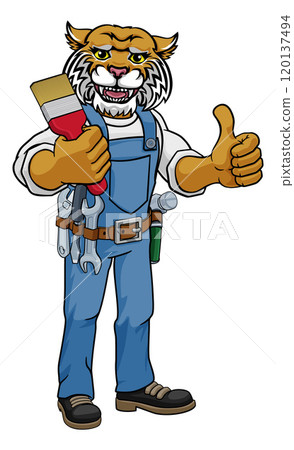 Wildcat Painter Decorator Holding Paintbrush 120137494