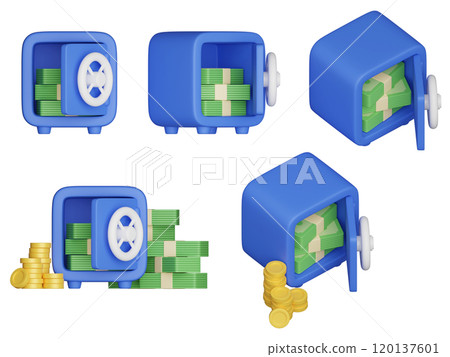 money currency in a safe 3D graphic 120137601