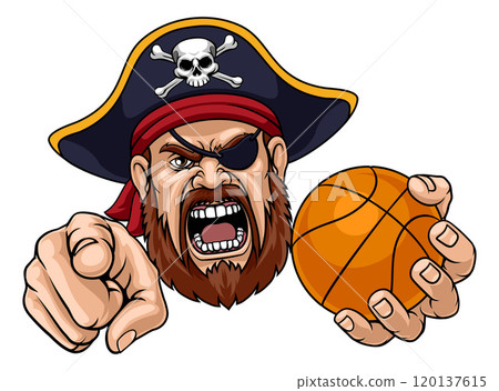 Pirate Basketball Ball Sports Mascot Illustration 120137615