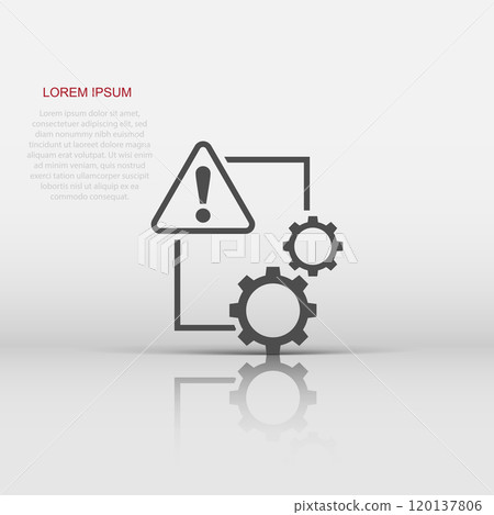 Document error icon in flat style. Broken report vector illustration on white isolated background. Damaged business concept. 120137806