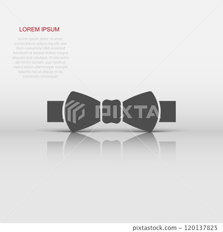 Tie bow icon in flat style. Bowtie vector illustration on white isolated background. Butterfly business concept. Tie bow icon in flat style. Bowtie vector illustration on white isolated background. Butterfly business concept. 120137825