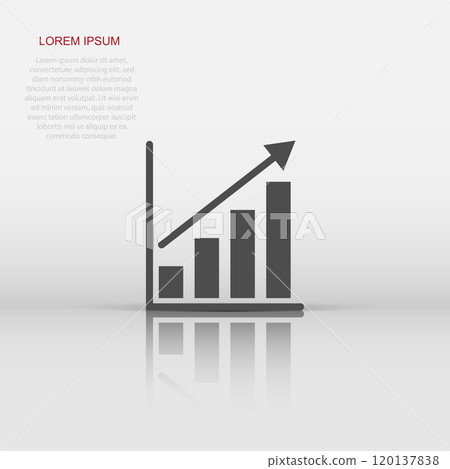 Chart graph icon in flat style. Arrow grow vector illustration on white isolated background. Analysis business concept. Chart graph icon in flat style. Arrow grow vector illustration on white isolated background. Analysis business concept. 120137838