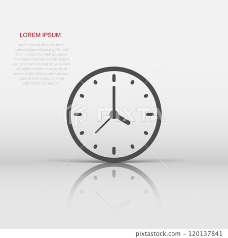 Clock icon in flat style. Watch vector illustration on white isolated background. Timer business concept. 120137841