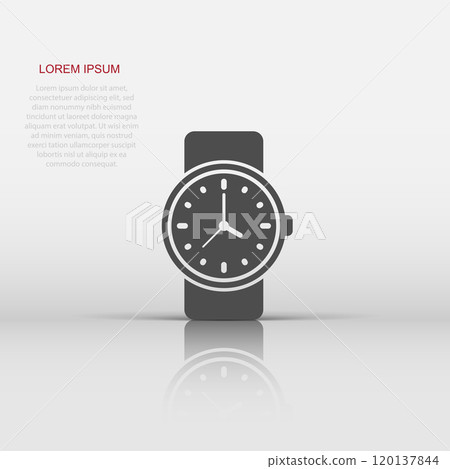 Wrist watch icon in flat style. Hand clock vector illustration on white isolated background. Time bracelet business concept. 120137844
