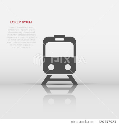 Metro icon in flat style. Train subway vector illustration on white isolated background. Railroad cargo business concept. 120137923