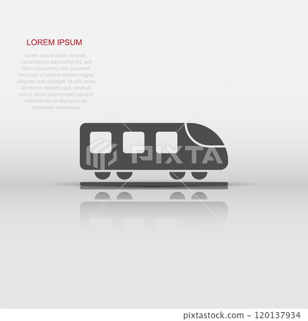 Metro icon in flat style. Train subway vector illustration on white isolated background. Railroad cargo business concept. Metro icon in flat style. Train subway vector illustration on white isolated background. Railroad cargo business concept. 120137934
