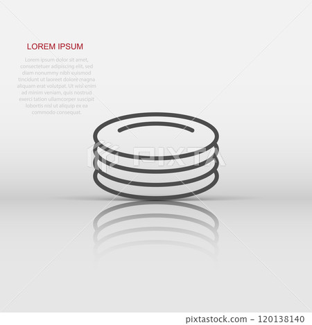 Plate icon in flat style. Dish vector illustration on white isolated background. Tableware business concept. Plate icon in flat style. Dish vector illustration on white isolated background. Tableware business concept. 120138140