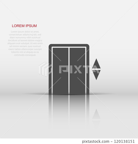 Elevator icon in flat style. Lift vector illustration on white isolated background. Passenger transportation business concept. Elevator icon in flat style. Lift vector illustration on white isolated background. Passenger transportation business concept. 120138151