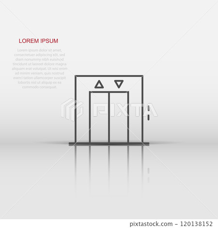 Elevator icon in flat style. Lift vector illustration on white isolated background. Passenger transportation business concept. Elevator icon in flat style. Lift vector illustration on white isolated background. Passenger transportation business concept. 120138152