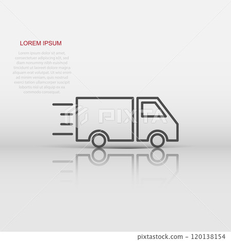 Truck icon in flat style. Auto delivery vector illustration on white isolated background. Lorry automobile business concept. Truck icon in flat style. Auto delivery vector illustration on white isolated background. Lorry automobile business concept. 120138154