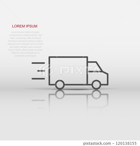 Truck icon in flat style. Auto delivery vector illustration on white isolated background. Lorry automobile business concept. 120138155
