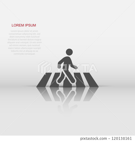 Pedestrian crosswalk icon in flat style. People walkway sign vector illustration on white isolated background. Navigation business concept. 120138161