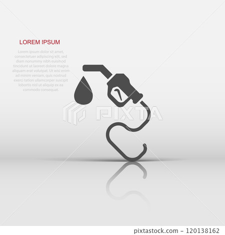 Fuel pump icon in flat style. Gas station sign vector illustration on white isolated background. Petrol business concept. 120138162