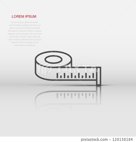 Measure tape icon in flat style. Ruler sign vector illustration on white isolated background. Meter business concept. Measure tape icon in flat style. Ruler sign vector illustration on white isolated background. Meter business concept. 120138184