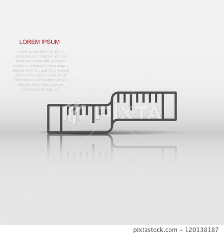 Measure tape icon in flat style. Ruler sign vector illustration on white isolated background. Meter business concept. Measure tape icon in flat style. Ruler sign vector illustration on white isolated background. Meter business concept. 120138187