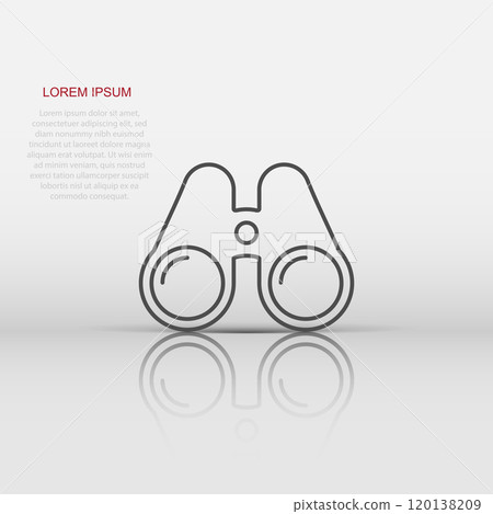 Binocular icon in flat style. Search vector illustration on white isolated background. Zoom business concept. 120138209