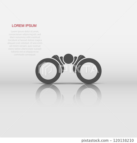 Binocular icon in flat style. Search vector illustration on white isolated background. Zoom business concept. Binocular icon in flat style. Search vector illustration on white isolated background. Zoom business concept. 120138210