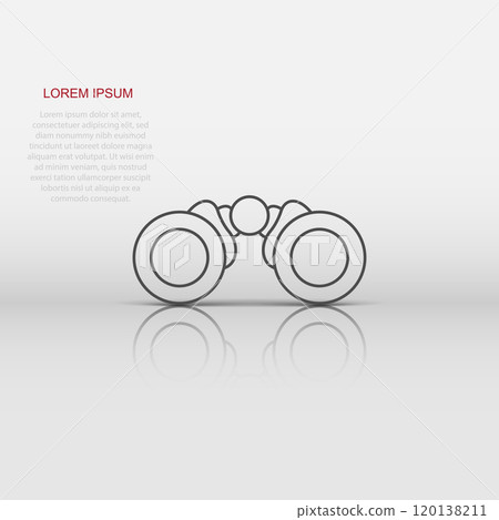 Binocular icon in flat style. Search vector illustration on white isolated background. Zoom business concept. Binocular icon in flat style. Search vector illustration on white isolated background. Zoom business concept. 120138211