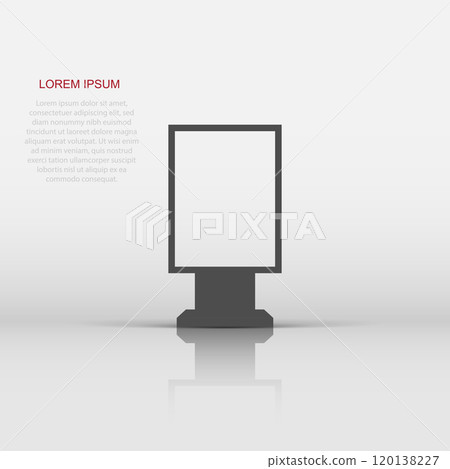 Billboard icon in flat style. Citylight display vector illustration on white isolated background. Banner placard business concept. Billboard icon in flat style. Citylight display vector illustration on white isolated background. Banner placard business concept. 120138227