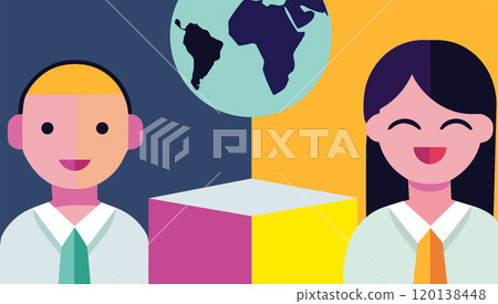 A poster of people holding flags and a world map 120138448