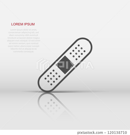 Bandage icon in flat style. Plaster vector illustration on white isolated background. First aid kit business concept. 120138710