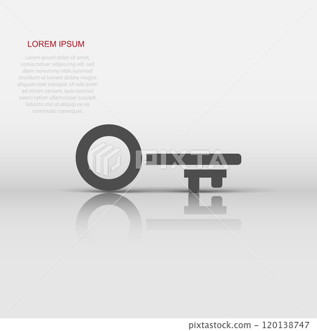 Key icon in flat style. Password vector illustration on white isolated background. Access business concept. Key icon in flat style. Password vector illustration on white isolated background. Access business concept. 120138747