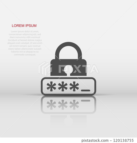 Login icon in flat style. Password access vector illustration on white isolated background. Padlock entry business concept. Login icon in flat style. Password access vector illustration on white isolated background. Padlock entry business concept. 120138755
