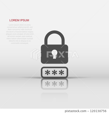 Login icon in flat style. Password access vector illustration on white isolated background. Padlock entry business concept. Login icon in flat style. Password access vector illustration on white isolated background. Padlock entry business concept. 120138756