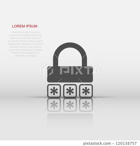 Login icon in flat style. Password access vector illustration on white isolated background. Padlock entry business concept. 120138757