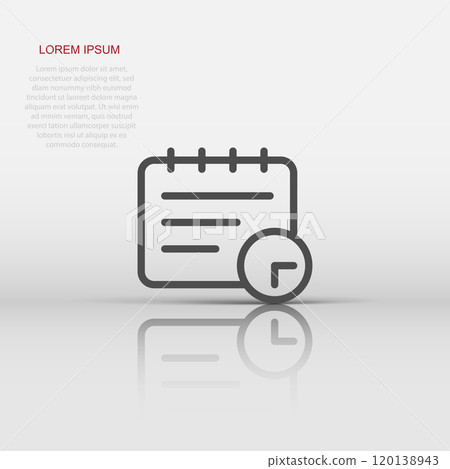 Calendar icon in flat style. Agenda vector illustration on white isolated background. Schedule planner business concept. Calendar icon in flat style. Agenda vector illustration on white isolated background. Schedule planner business concept. 120138943