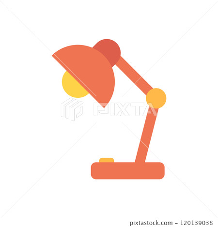 Desk lamp icon in flat style. Spotlight vector illustration on isolated background. Light bulb sign business concept. 120139038