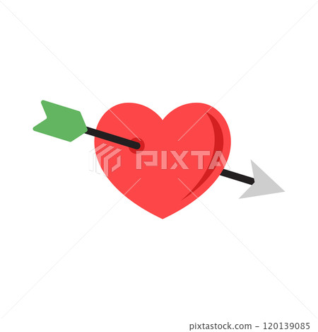 Heart with arrow icon in flat style. Valentines day vector illustration on isolated background. Amour sign business concept. 120139085